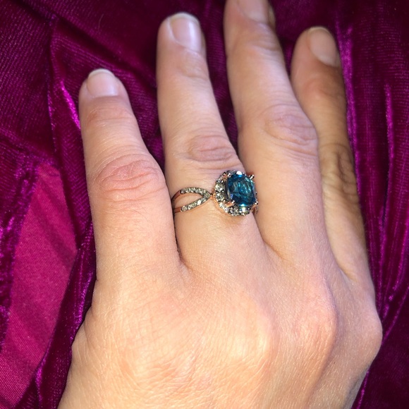 Le Vian Blue Topaz & Diamond Ring, Size 7 - Picture 2 of 8